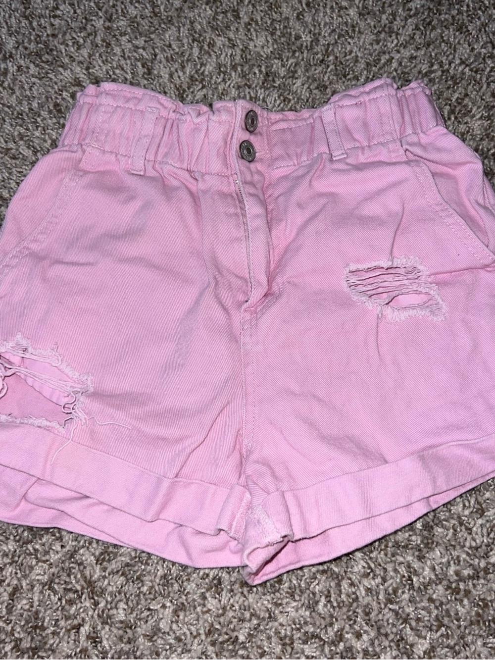 High-Waist Pink Distressed Women’s Shorts